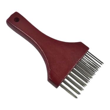 Imagem de Ｂｅｓｇａ Amaciador de carne portátil e, utensílio de cozinha manual com cabo de madeira e pinos de aço inoxidável para carne bovina, bife, peixe, Vermelho