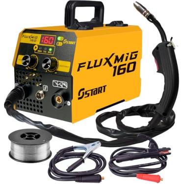 Imagem de Máquina de Solda Inversora FLUXMIG 160 Start 160A 220V Sem Gás MIG TIG MMA com Tocha, Arame 1kg, Display Digital, Leve e Compacta
