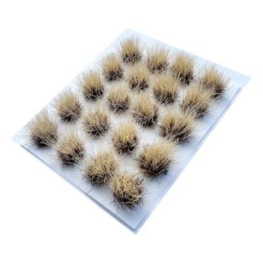 Imagem de harayaa Tufo de grama artificial para modelismo, tira de grama artificial, tufo de arbustos em miniatura artesanais para micro paisagismo de bonsai, Marrom Claro