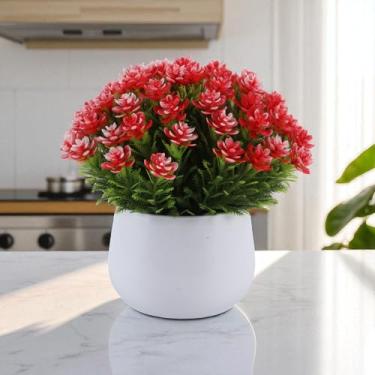 Imagem de Generic 1 plantador sintético de plantas artificiais estilo escandinavo vermelho 8,5 x 8,5 x 17 cm