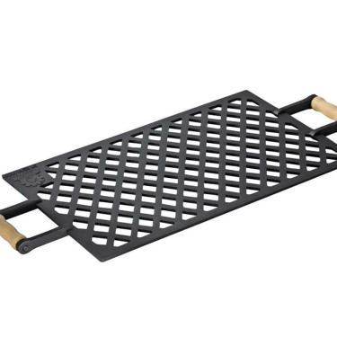 Imagem de Grelha Vazada em Ferro Fundido com Alça Madeira 29x48cm