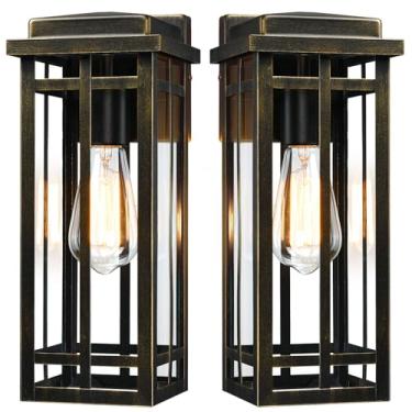 Imagem de MYHXQ Luminárias De Parede Externas De 13,8'', Pacotes Com 2 Unidades, Iluminação Externa Para Varanda, Luminárias De Parede Para Casa, Arandela Externa Moderna À Prova D'Água Para Porta Da Frente,