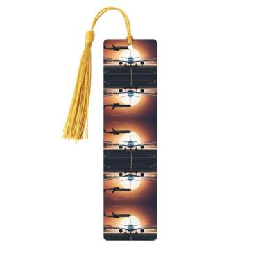 Imagem de Mochila Avião – Conjunto de 5 peças de madeira com borlas, madeira natural para livros e diários, presente para amantes de livros.