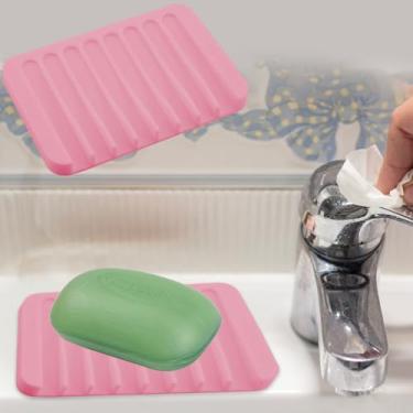 Imagem de Saboneteiras autodrenantes, 1 peça de protetor de sabão de silicone, escorredor de cachoeira para banheiro, estende a vida útil do sabão, mantém as barras de sabão limpas a seco e fácil limpeza