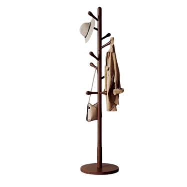 Imagem de Hhsdyl Cabide, Cabideiro Madeira Maciça Autoportante com 10 Ganchos, Árvore Cabides para Casacos, Chapéus, Bolsas, Suporte Casacos para Entrada ou Quarto,Walnut