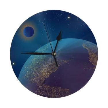 Imagem de ZERAOKE Sky - Relógio de parede redondo moderno - silencioso sem tique-taque operado por bateria, decoração de mesa ou parede para sala de estar, quarto, escritório.