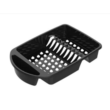 Imagem de Kit com 2 Unidades Escorredor de Louças, Plástico, Preto, 43x31,5x8cm, 9 Divisórias para Pratos Copos Talheres