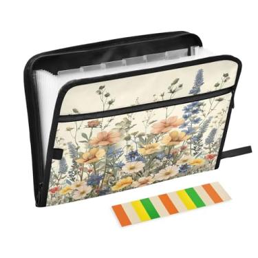 Imagem de Wassud Wild Bushes Pasta organizadora de arquivos de papel A4, pasta organizadora de documentos, com etiquetas, pasta de arquivos expansível, 13 bolsos