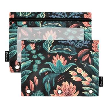 Imagem de Wassud Pastas de fichário com 3 furos para bolso com design de folhas, pasta organizadora de arquivos para escritório em casa, pacote com 2