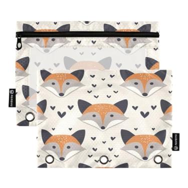 Imagem de Wassud Pastas de fichário com 3 furos de bolso com estampa de raposa fofa pasta organizadora de arquivos para escritório em casa, pacote com 2