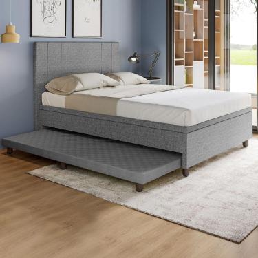 Imagem de Base Box Casal Com Cama Auxiliar Com Colchão Conjugado Linho - Skybox Cor Cinza