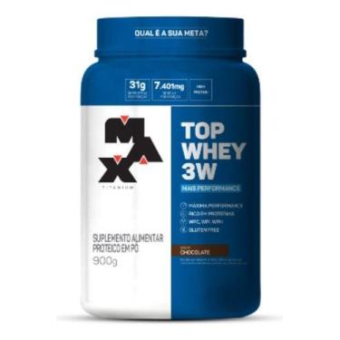 Imagem de Suplemento em pó Max Titanium proteínas Top Whey 3W em pote de 900g, 9