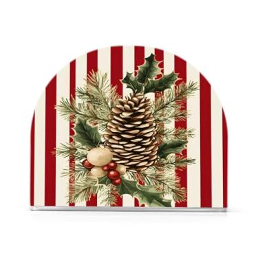 Imagem de xigua Porta-guardanapos de bagas de Natal e azevinho para mesas, elegantes suportes de guardanapo de papel de placa acrílica, dispensador de papel de seda independente moderno para sala de jantar