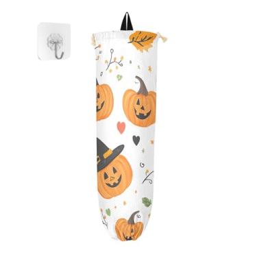 Imagem de xigua Suporte de parede para saco de plástico de abóboras de Halloween com cordão, pacote com 2, organizador de sacolas de compras reutilizáveis, decoração para bolsas, meias, roupas íntimas e