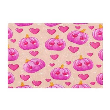 Imagem de Burbuja Tapete de banho Pink Pumpkins, tapete de banheiro absorvente extra macio com suporte antiderrapante para banheiro, banheira, chuveiro, 40 x 61 cm