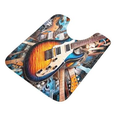 Imagem de Burbuja Tapete de banheiro para guitarras, tapete de banho absorvente de pelúcia macio, base antiderrapante para piso de banheiro, oval em forma de U
