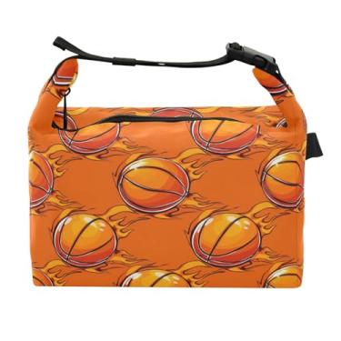 Imagem de STAYTOP Lancheira de basquete de desenho animado com fivela de alça, lancheira isolada para meninos e meninas, lancheira térmica para trabalho escolar