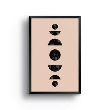 Imagem de quadro decorativo minimalista preto bege design moderno circulos geometricos arte de parede contemporanea decoracao moderna abstrato geometrico 60x40