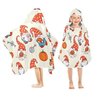 Imagem de Burbuja Toalha de banho com capuz de gnomos de Halloween para crianças, toalha de praia de pelúcia macia absorvente para meninas e meninos 3-10 anos, 61 x 127 cm