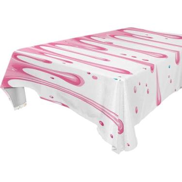 Imagem de Burbuja Toalha de mesa rosa pingando pingando, toalha de mesa quadrada anti-rugas grossa para decoração de jantar, cozinha, festa, 137 x 137 cm