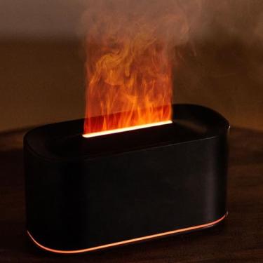 Imagem de Depisuta Difusor de óleo Essencial de Chama, Difusor de Aromaterapia de 220 Ml, Umidificador Esktop Com Luz de 7 Cores, Difusor de Aromas Silencioso USB para Casa, Quarto, Escritório, (Preto)