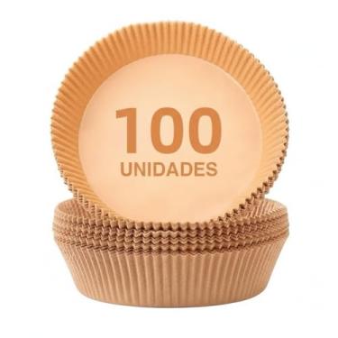 Imagem de Kit 100 Formas Descartáveis para AirFryer 20cm Redonda Antiaderente Prático Ideal para Cozinhar Assar com Faciliadade Carnes Frangos Batatas Legumes Cozimento Saudável