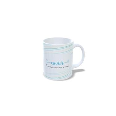 Imagem de Caneca de Cerâmica Personalizada com Nome, Tema Corujinha Dia do Professor, 325ml, Branca com Listras Coloridas (x)