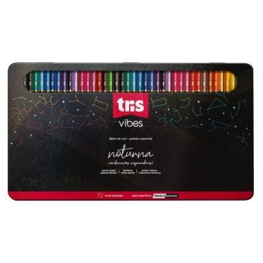 Imagem de L&aacute;pis De Cor Tris Vibes Noturna 72 Cores Pigmenta&ccedil;&atilde;o Intensa Mina 4,0 Mm Estojo Met&aacute;lico