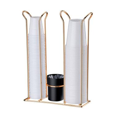 Imagem de Suporte Organizador Porta Copos Descartáveis 200/80/50ml Mexedor Rose Gold - 1060PT Future