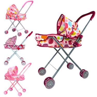 Imagem de Carrinho de Boneca Dobrável em Tecido Infantil Diversão Passeio Bebê -
