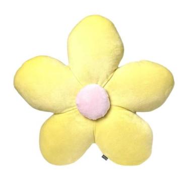 Imagem de Almofada Flor Margarida De Pelúcia Decoração sofá Quarto Sala 40x40cm(Amarelo Claro)