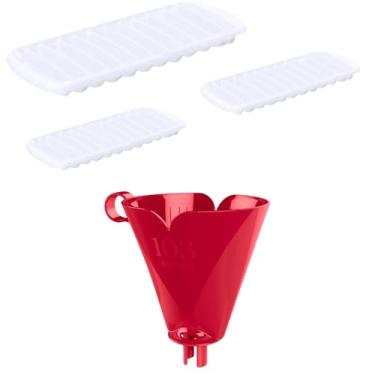 Imagem de Kit com 1 Suporte de Filtro de Café Vermelho 103 + 3 Forma de Gelo em Cubos Plástica