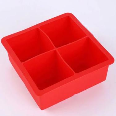 Imagem de Kit 2 Bandeja Silicone Gelo Frutas 4 Cavidades Multicolorida 11x11cm - Flexível, Fácil Remoção e Empilhável