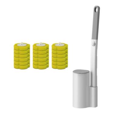 Imagem de AFXGUSD Escova de Vaso Sanitário Descartável, Acessório de Banheiro para Montagem Na Parede, Esponja Abrasiva E Suporte para Vaso Sanitário, Produtos de Limpe, Amarelo, Tamanho real