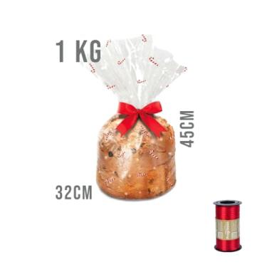 Imagem de Kit Saco Panetone 14x23cm 100g C/10 + Fita Cetim Rolo 4mmx100mts