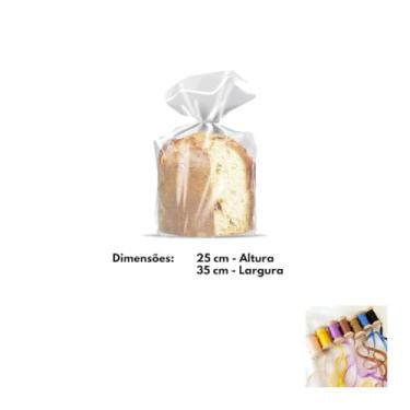 Imagem de Kit Saco Panetone 25x35cm 500g com Fita Cetim 4mm x 10m