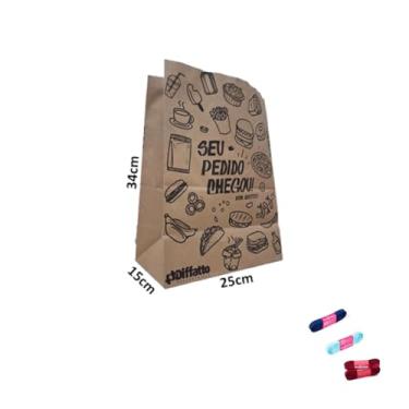 Imagem de Kit Saco SOS 7,5kg Impresso Lanche 50unidades + Fita Cetim 10mm x 10mts