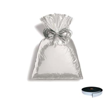 Imagem de Kit Saco Metalizado 75X120cm Com 10 Unidades + Fita Cetim 50mm x 10 Metros
