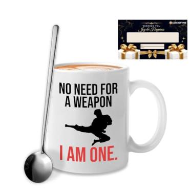 Imagem de Caneca de café de artes marciais 325 g, presentes de Taekwondo e presentes de faixa preta de karatê - ideal para presentes para artistas marciais - presente de karatê, branco