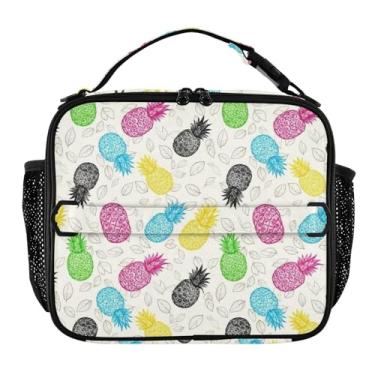 Imagem de Joisal Lancheira colorida de abacaxi, amarela, branca, para mulheres, meninas, lancheira masculina, lancheira para trabalho, bolsa térmica para meninos