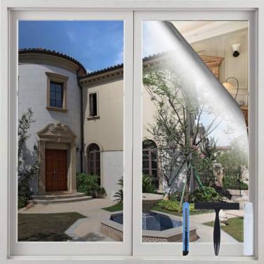 Imagem de Volcanics Película de privacidade unidirecional para janela com ferramentas de instalação 17,5 x 77,6 polegadas, película de escurecimento de janela com bloqueio solar para controle de calor em casa