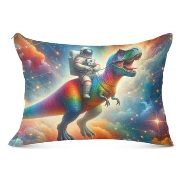 Imagem de Fronha fofa de astronauta céu estrelado com zíper padrão king queen size fronha engraçada para cama de sofá de casa, tamanho king, 50,8 cm x 101,6 cm