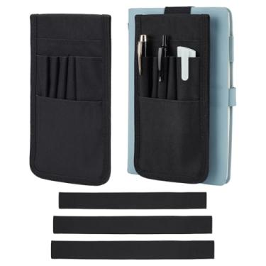 Imagem de PH PandaHall Suporte de caneta elástico para notebook, bolsa portátil, porta-lápis, organizador de bolso para planejador de escritório, livros, diários, acessórios de capa dura, 20 x 10 cm