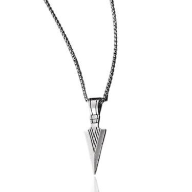 Imagem de FLORA Colar com pingente de flecha colar em liga metálica colar feminino versátil e moderno (Prata)