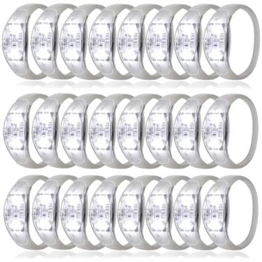 Imagem de Dhseinat 50 peças com controle de som ativado por voz LED piscando pulseira colorida LED piscando brinquedos para shows, esportes, eventos noturnos, prêmios de jogos, lembrancinhas de festa (branca)
