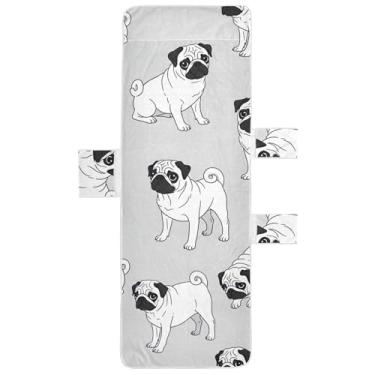 Imagem de Capa de cadeira de praia com estampa de cachorro preto e branco com bolso superior floral espreguiçadeira de piscina 203 x 76 cm