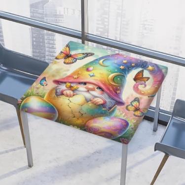 Imagem de hongjinglin Toalha de mesa quadrada para ambientes externos com borda elástica justa toalha de mesa de Páscoa limpa para decoração de cozinha para mesas de 117 x 117 cm Z (128)