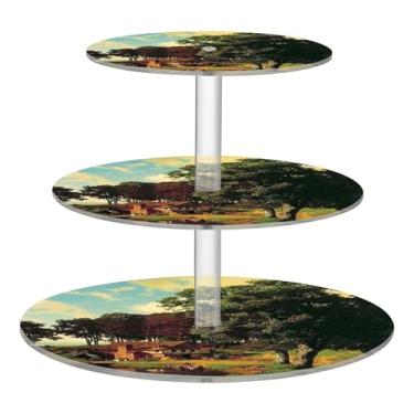 Imagem de Albert Bierstadt Suporte rústico de 3 camadas para cupcake para festa, copo de acrílico, torre de bolo, suporte de bar, bandejas de servir, mesa de doces, suporte de exibição de casamento