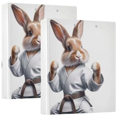 Imagem de Fichários de coelho de karatê de coelho personalizados de 3 cm, 3 anéis, 200 folhas, portfólio de impressão, fichário fofo, redondo, 31,5 x 27 x 6 cm, 1 pacote