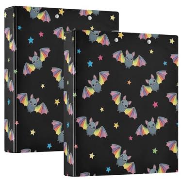 Imagem de Fichários de 3 anéis de asas de arco-íris coloridos personalizados com 3 argolas de 3 cm, 200 folhas, 3 pastas de anel, 31,5 x 27 x 6 cm, 1 pacote